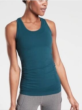 Athleta Speedlight Seamless Racerback Tank Top In Dark Sardine Teal Size Medium